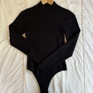 by the‎ way Long Sleeve Mock Neck Sweater Knit Bodysuit in Black Size Small